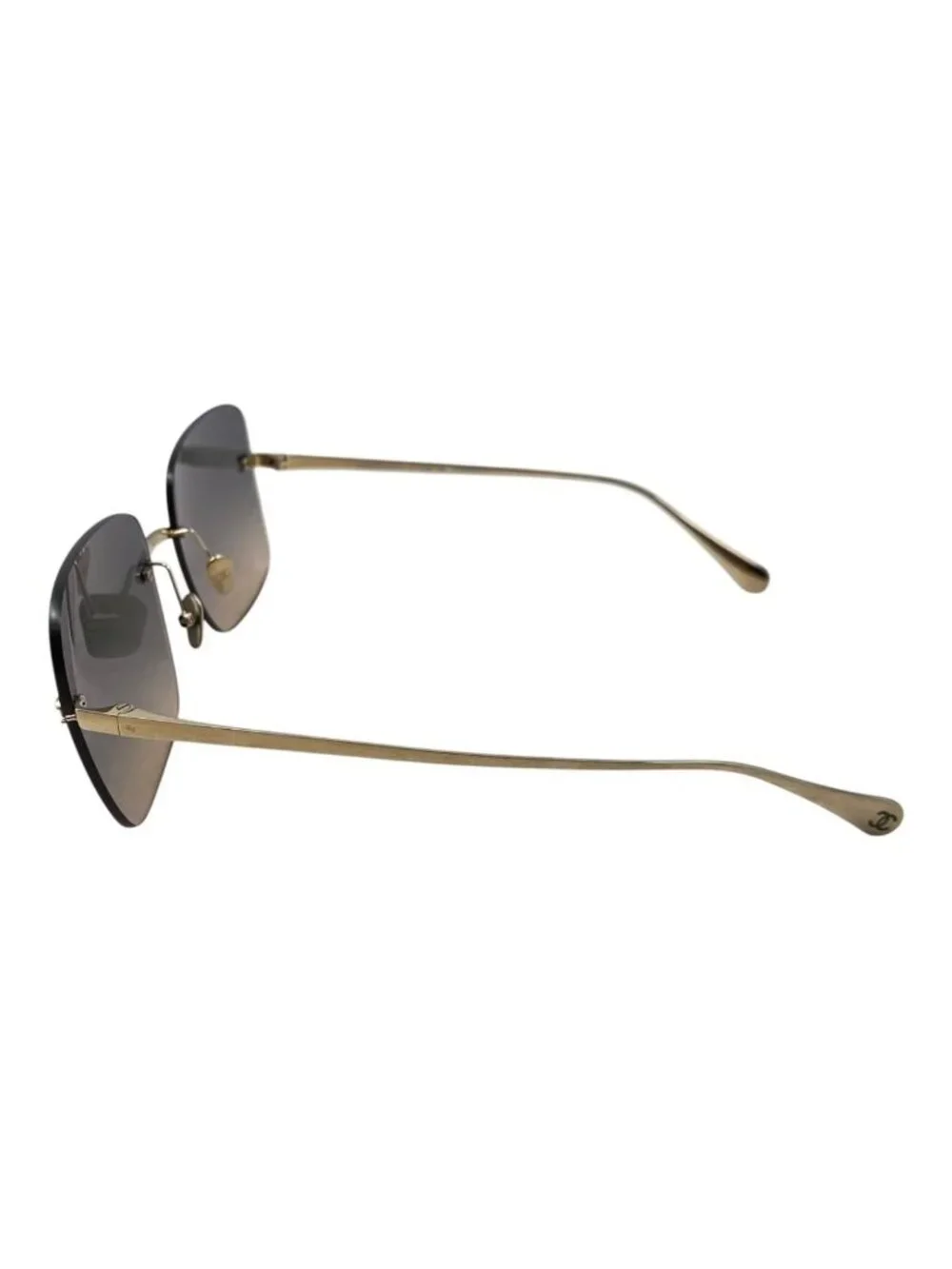 Chanel Sunglasses Rimless Square Titanium Gradient Lens Gold CC Logo Eyewear